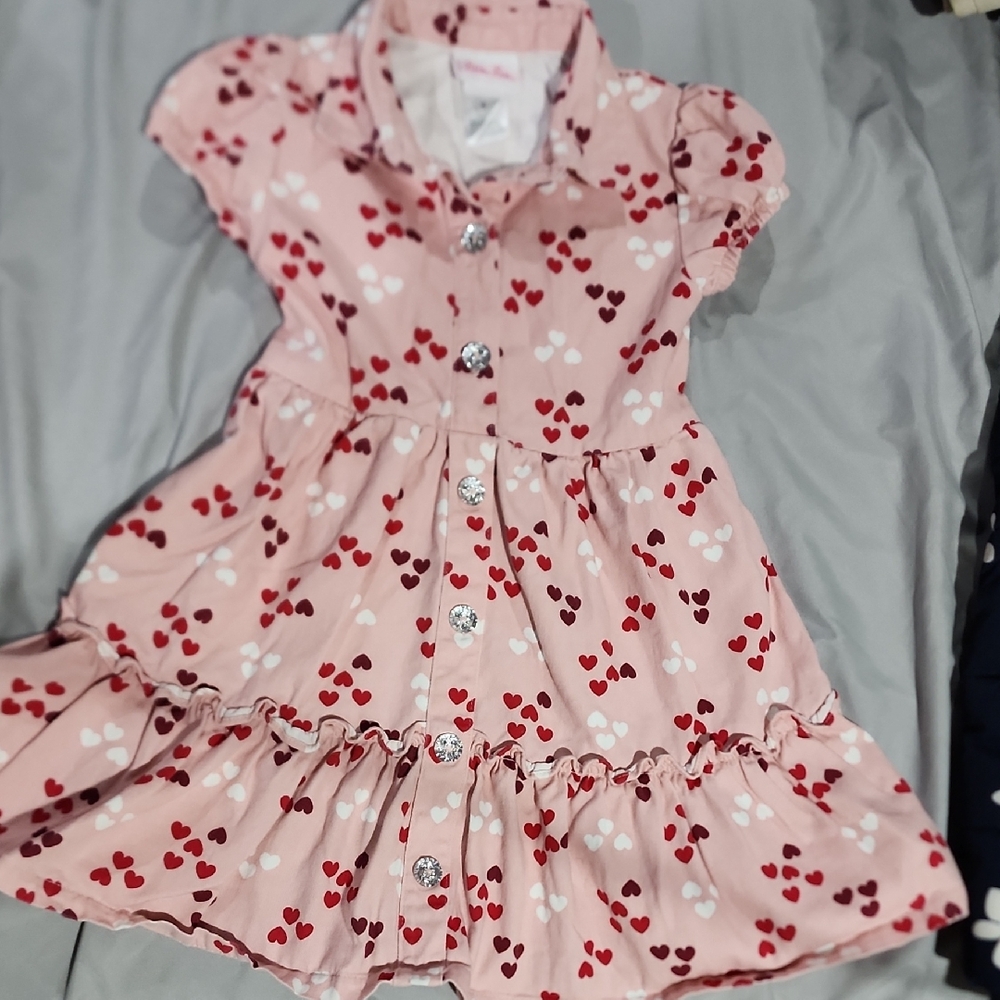 Pink Heart Pattern Kids Dress